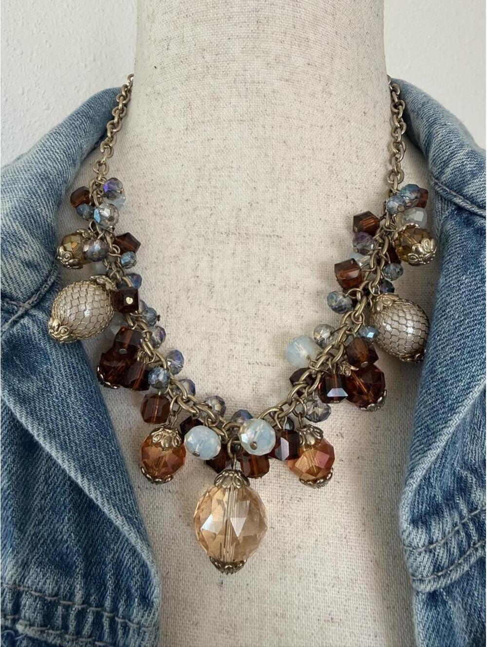 Vintage Cluster Charm Necklace | Y2K Statement Necklace